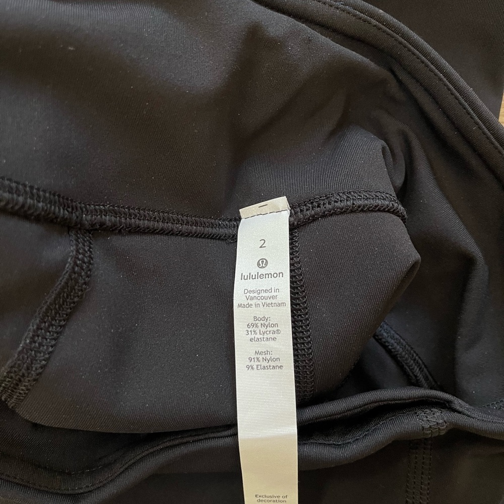 Lululemon Athletica Pace Rival Crop Classic Black Leggings 22” size 2 - Picture 7 of 8